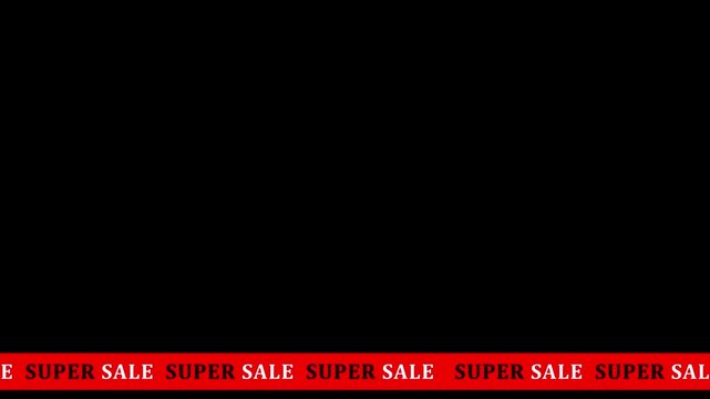 Glowing Black ribbons for super sale isolated on white background. Stripes for your design. Big sale. Graphic elements. 4k motion graphics video animation
