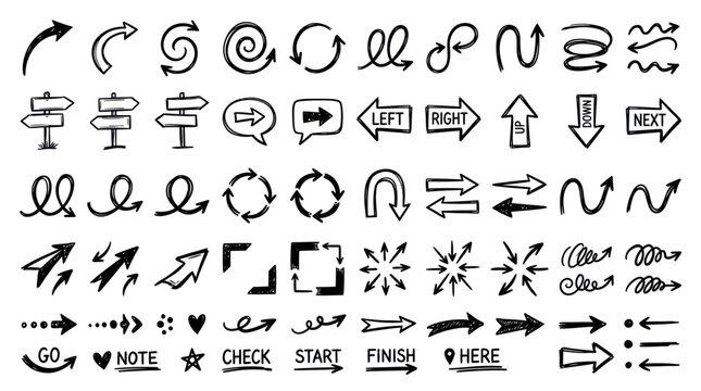 A collection of various symbols and icons are displayed on a plain surface.