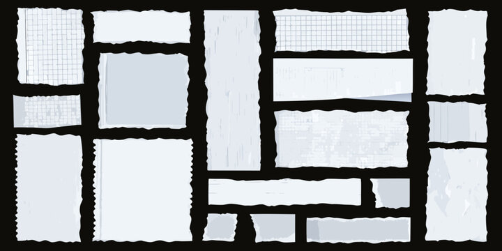Torn Paper Pieces With Grid Texture And Black Background