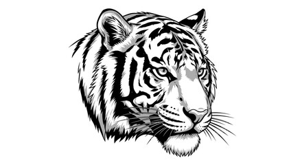 Tiger Face Closeup Black White. © Muhammad