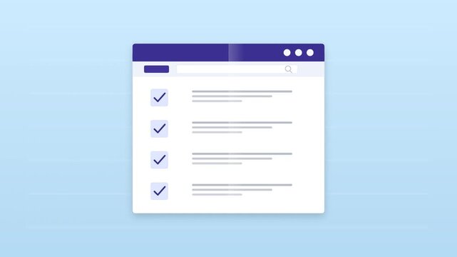 Animated Checklist on Browser Window: Task Completion and Productivity Concept