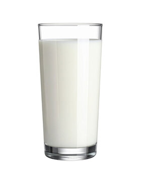 Frisches Glas Milch isoliert f&uuml;r Food-Designer zur appetitlichen Gestaltung von gesunden Fr&uuml;hst&uuml;cks-Kampagnen auf transparentem Hintergrund, um Lust auf eine ausgewogene Ern&auml;hrung zu machen