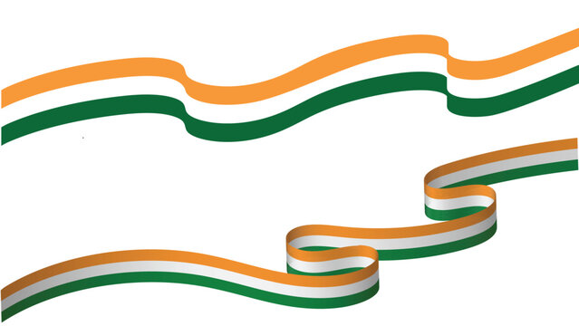 indian tricolor ribbon wave background saffron white green patriotic banner design template