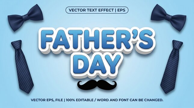Elegant Father Day Celebration Greeting Card Design Featuring Formal Neckties and Mustache Elements on Soft Blue Background