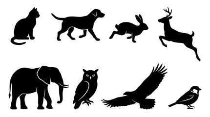 Fototapeta premium Vibrant multicolored animal silhouettes pattern background.