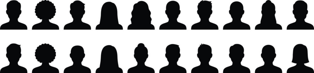 Fototapeta premium Set of diverse silhouettes showing different hairstyles and head shapes