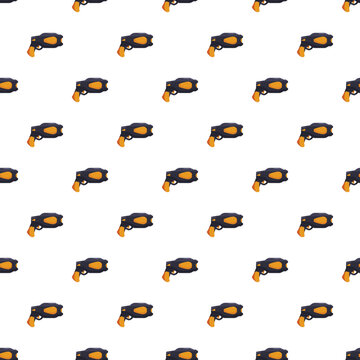 Security electroshock weapons pattern repeating on a white background, representing self defense and police gear