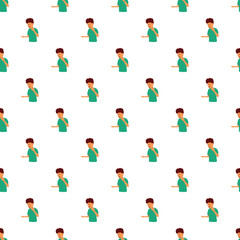 Fototapeta premium Young man coughing, covering mouth with hand, repeating in a seamless pattern