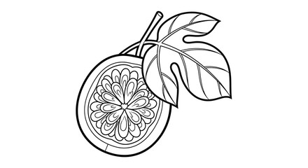Fototapeta premium Hand drawn sketch of a blooming flower with leaves.