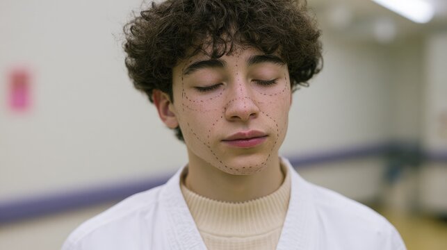 Curly zoomer with thick eyebrows is serious about facial rejuvenation and, probably, even facelift and plastic surgery