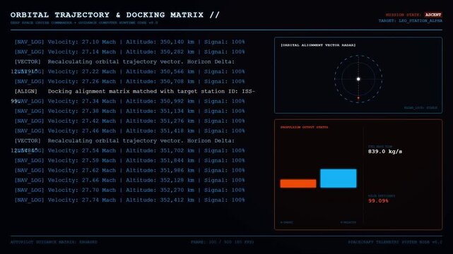 Sci Fi Space Orbital Trajectory HUD Interface.