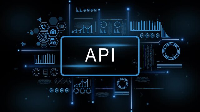 Futuristic A P I Interface Digital Data Analytics Technology Network Connection Business Growth Strategy Futuristic U I H U D Elements 4k animated motion video.