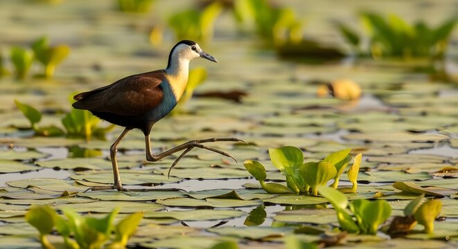 African Jacana Lily Pad Walking Grace