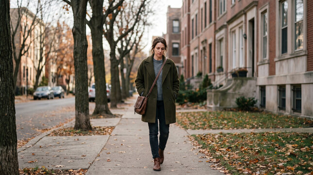 Thoughtful city walk woman