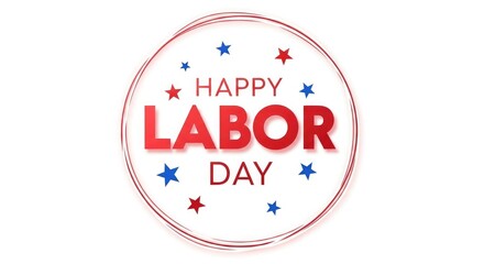 Fototapeta premium Labor day celebration graphic with stars and red circular design
