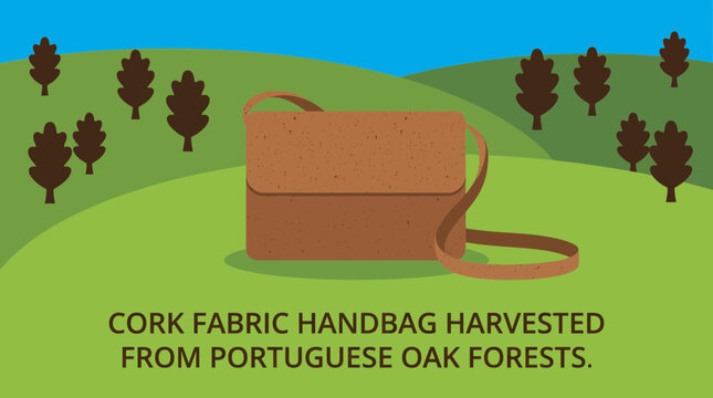 Cork Fabric Handbag Harvested from Portuguese Oak Forests