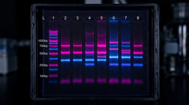 Agarose Gel Electrophoresis DNA Fragments Separation in Laboratory