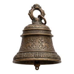 Fototapeta premium Antique Engraved Temple Bell with Traditional Floral Patterns for Sacred Worship Ceremonies Cultural Heritage Religious Traditions and Spiritual Devotion