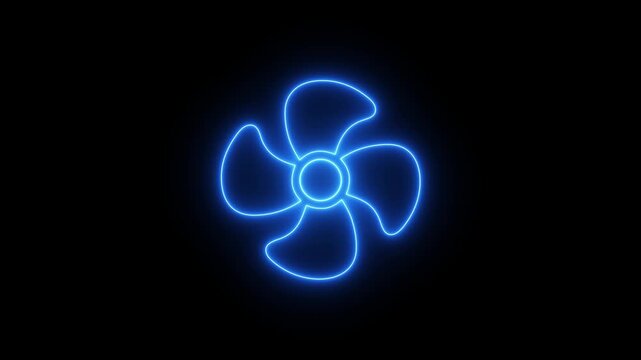 Neon motion graphic animation A dynamic neon air colur . The glowing neon fan icon pulses with vibrant colors in the animation.