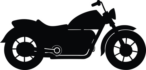 Black motorcycle silhouette, vintage bike icon, motorbike graphic, transportation symbol © Nasir