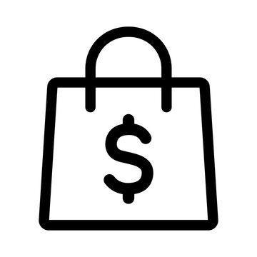 海外通販を表すドルマーク入りショッピングバッグのアイコン