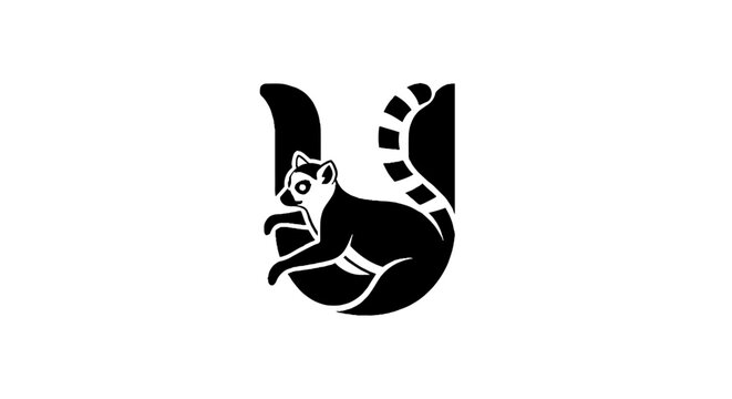 Black and white squirrel silhouette illustration.
