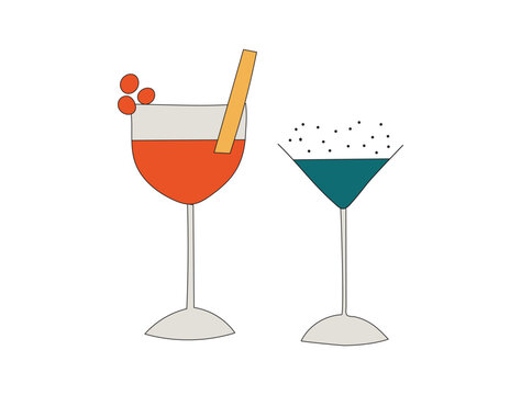Christmas Cocktails Vector Illustration