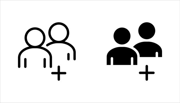 Add user icon set. Add New User sign. Following icon vector illustration on white background