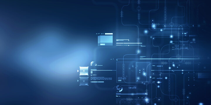 2d illustration Abstract futuristic electronic circuit technology background