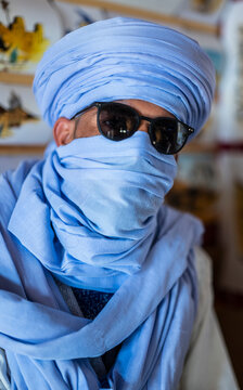 Man wearing traditional headscarf in Morocco