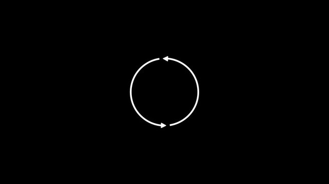 Minimal Loader Refresh button, Circle arrow repeat, Reload icon animation. Refresh icon animation, Circular loading animation featuring an arrow with a tapered trailing effect, seamless loop.