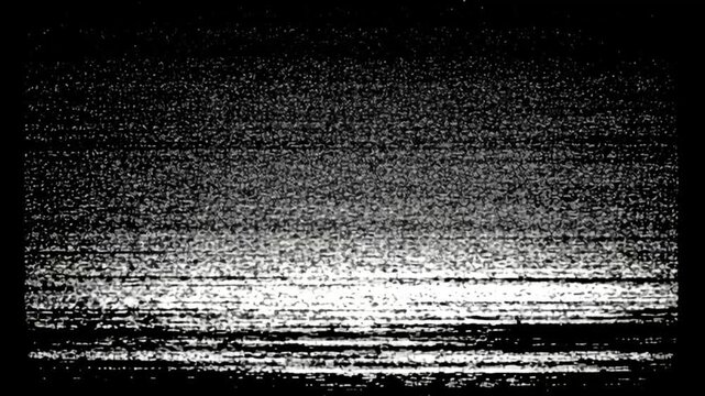 Gritty monochrome texture with flickering light patterns and static