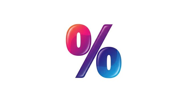 Vibrant percent symbol with blue and purple gradient finish