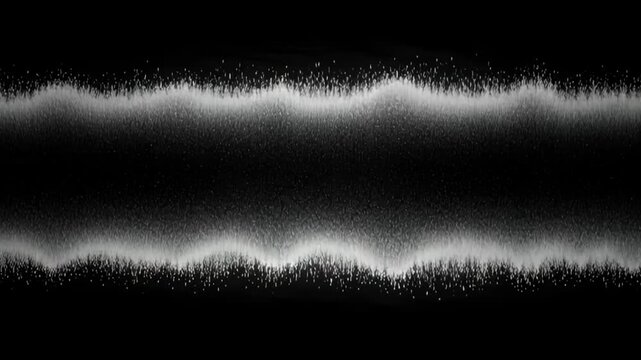 White digital noise signal fluctuating on a black background