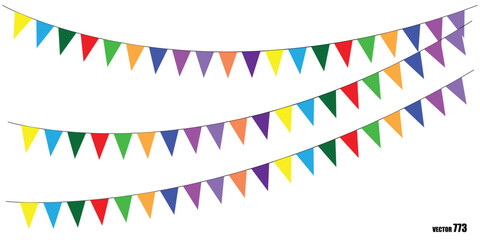 Obraz premium Colorful Triangular Bunting Flags Hanging on String Vector Illustration Line Art