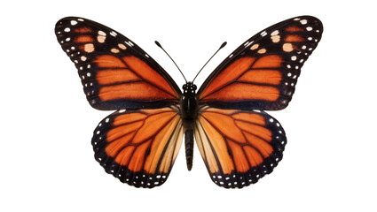 Monarch butterfly with orange and black wings and white spots © Maria
