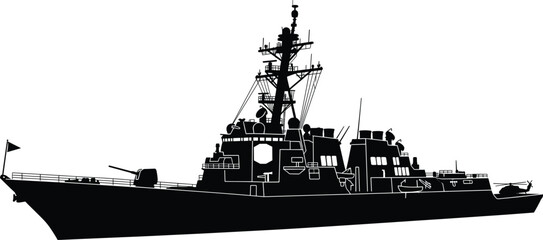 Silhouette of Naval Warship Depicting Modern Military Vessel © MdFaruk