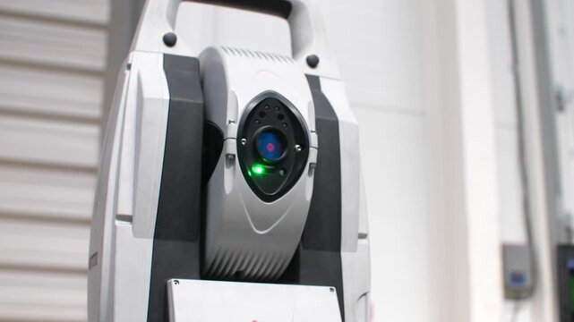 Portable laser coordinate measurement system on road, scanning mobile laser.