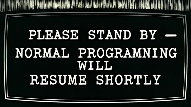 Retro television screen displaying a standby message with static glitch