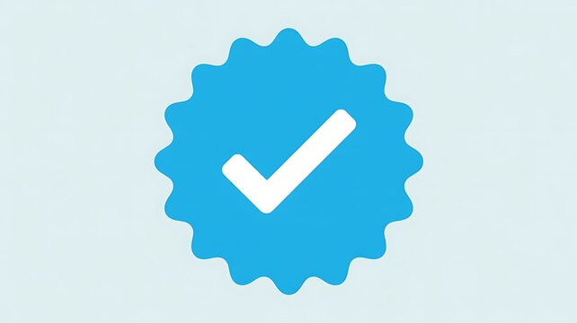 Blue checkmark icon, verification badge, approval symbol, guarantee seal