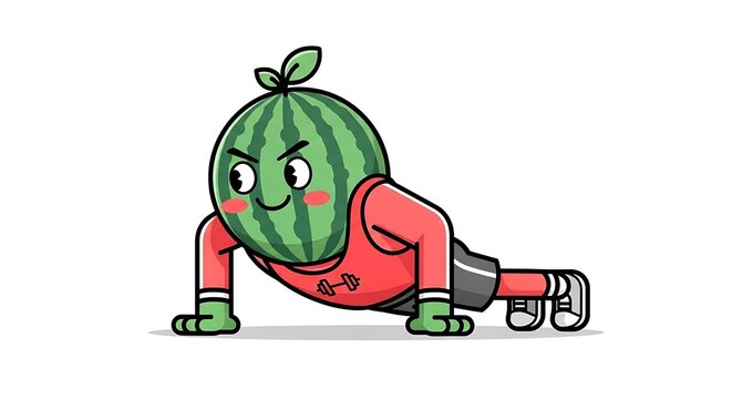 Cartoon green monster pushing shopping cart.