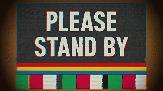 Retro please stand by television screen with glitch effects