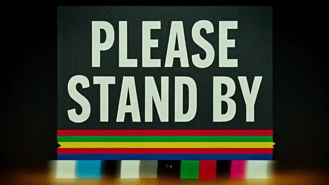 Glitching retro television please stand by signal interruption screen