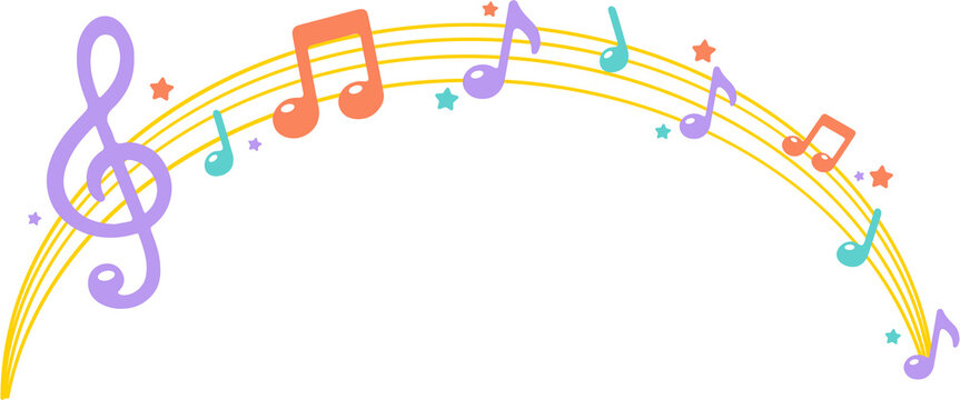 Colorful Music Notes Wavy Stave Decoration
