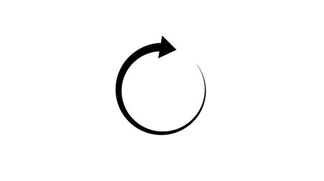 Circular refresh reload icon animation with rotating arrows on white background 4k video animation.