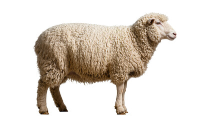 Woolly sheep standing profile view white © Maria