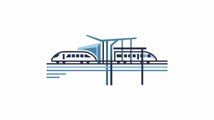 A minimalist vector illustration of a modern passenger train at a station © Arisa