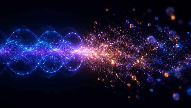 Quantum energy wave explosion with particle transformation in deep space | Abstract physics field dynamics and light matter interaction