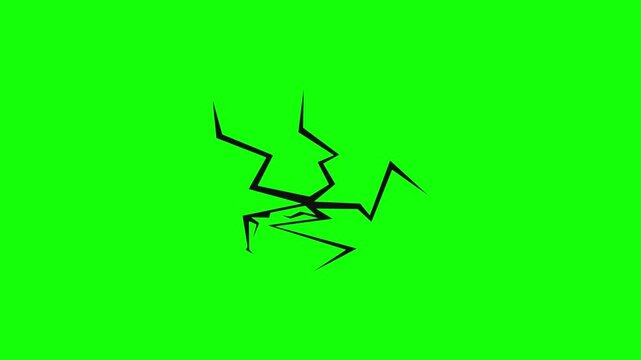Sledgehammer breaking brick wall on green screen