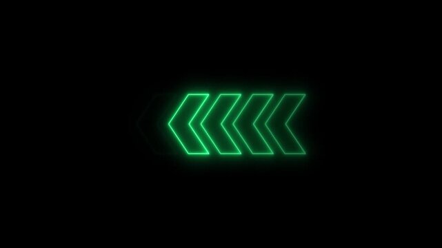 Neon Left side Arrow loop animation direction concept. Colorful arrow icon concept. Arrow direction sign animation. Usable in wayfinding